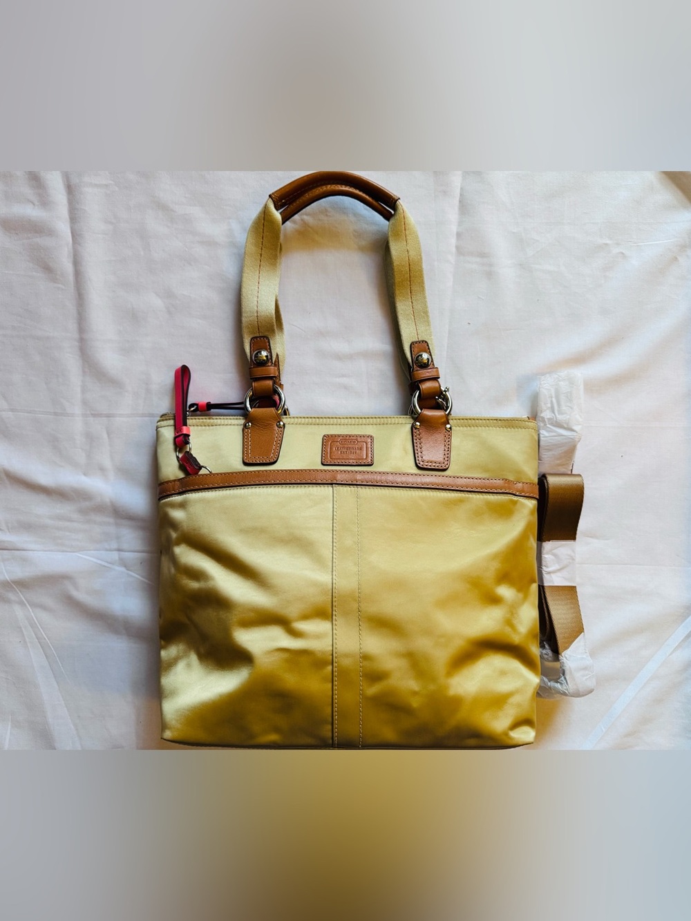 Coach Canvas and Leather Tote Bag - Cream and Tan